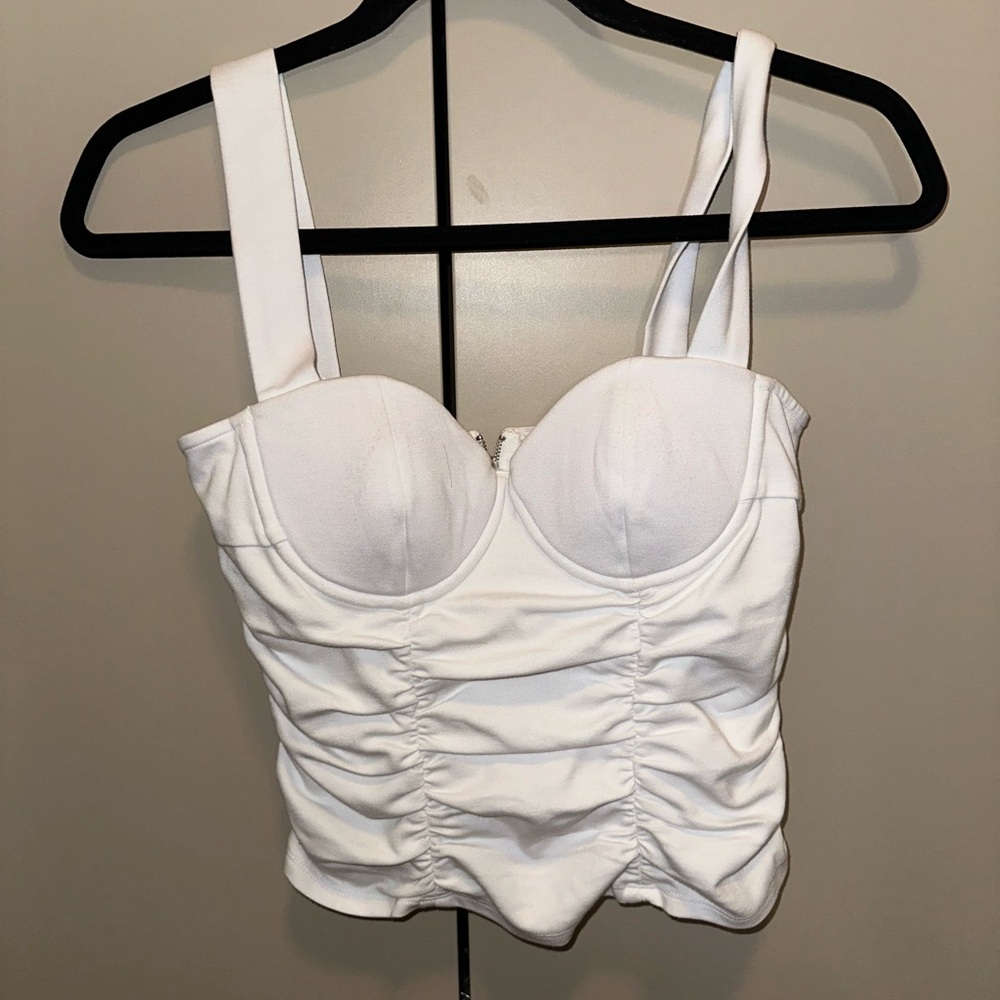 NWT Reformation Linnea Knit White Ruched Bustier Top Size XS